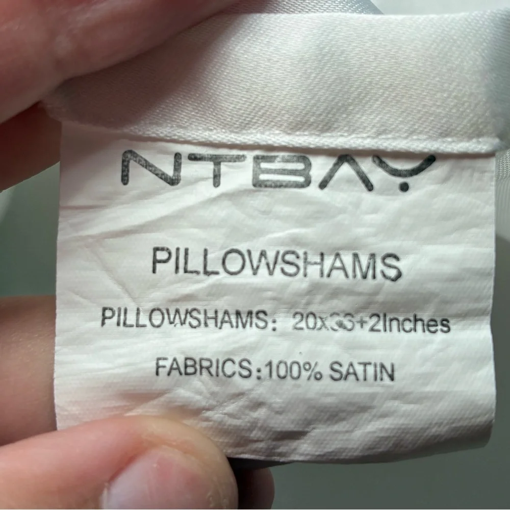 NTBAY White 33 X 20 Satin King Pillow Shams plus 2 inch border